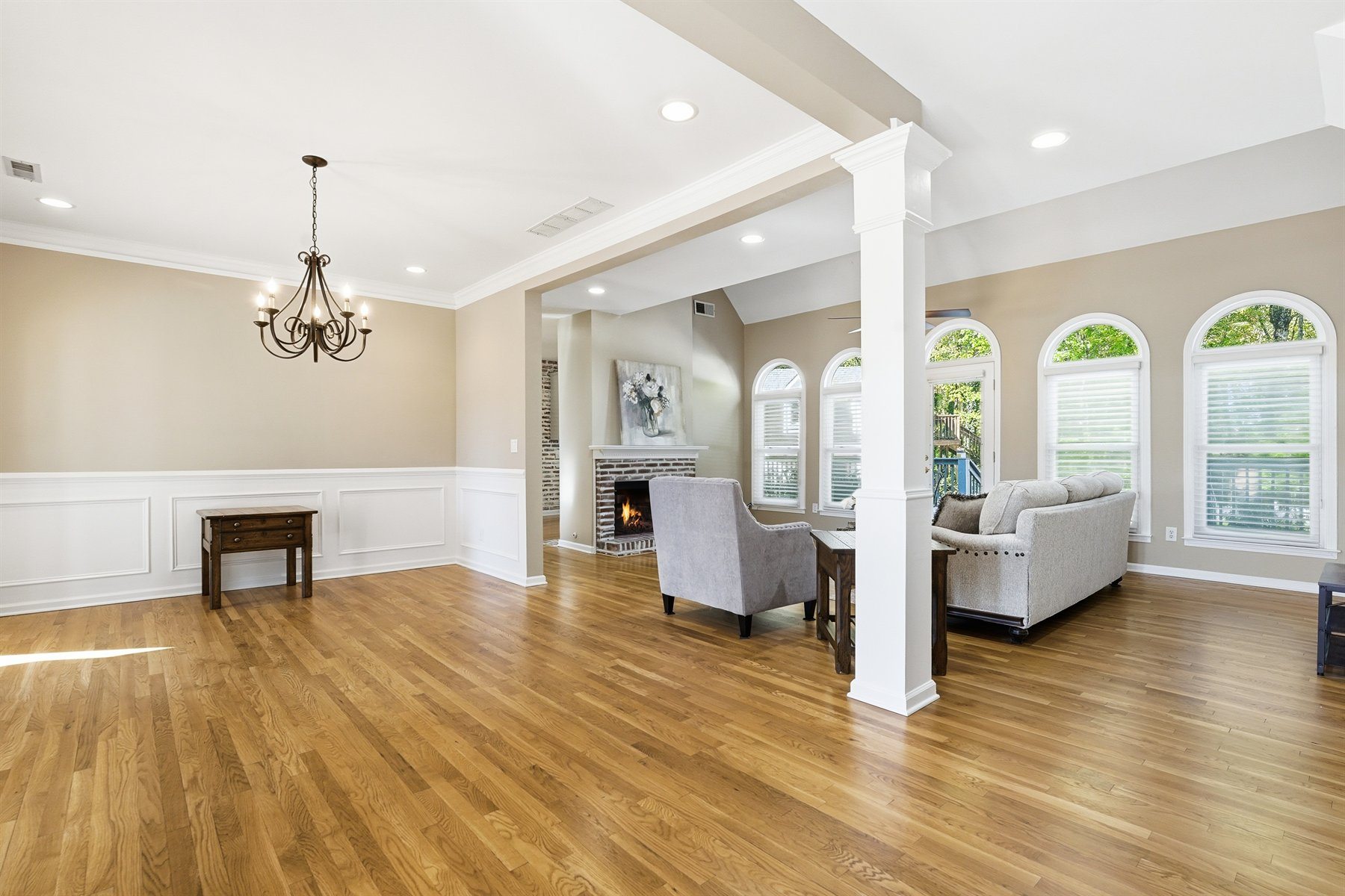 Dining area opening into the living room