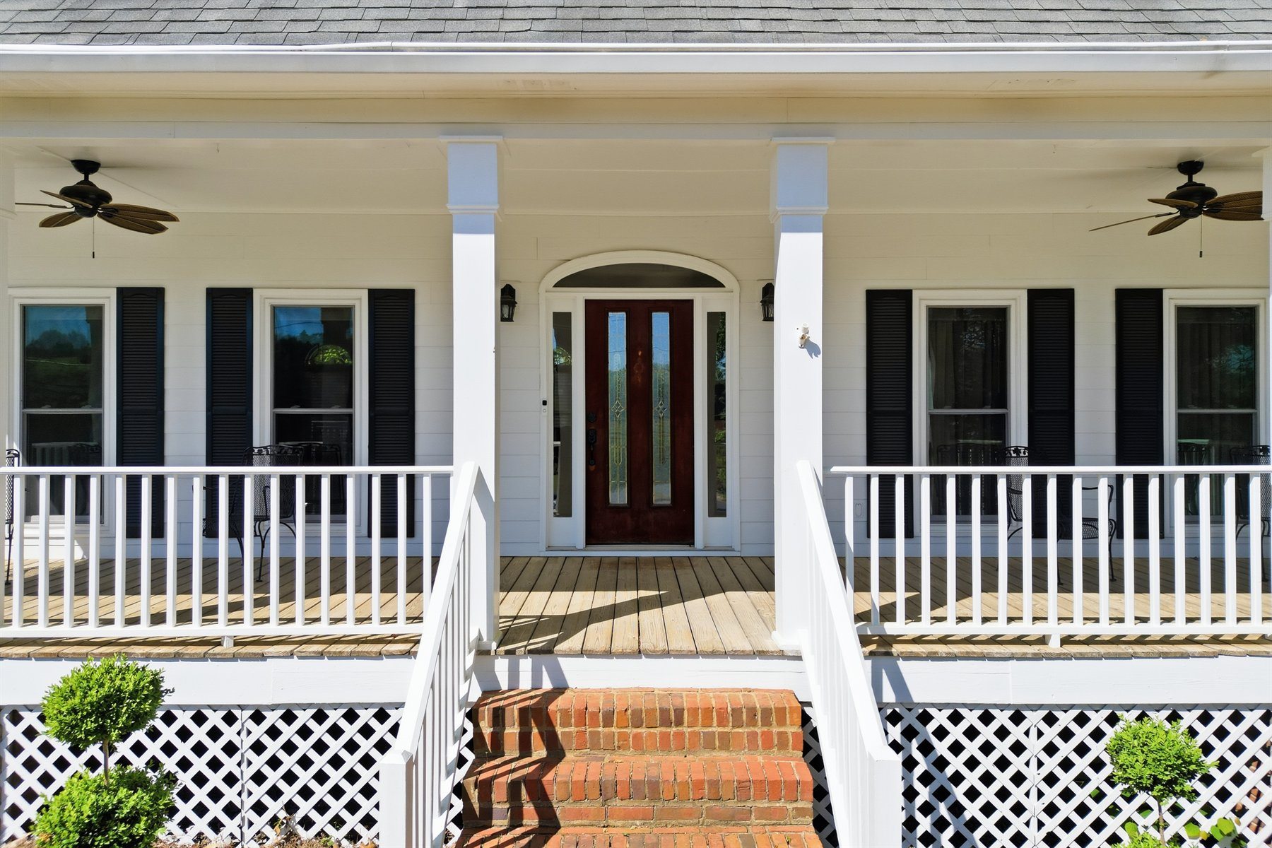 Covered front porch and front door